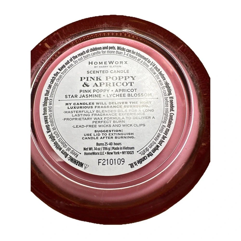 HomeWorx by Harry Slatkin Spring Scents Candles Lemon Leaf & Pink Poppy Apricot
